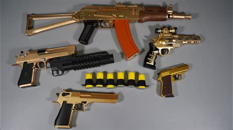 Gold Airsoft Toy Gun Aks 74u Desert Eagle Grenade Launcher