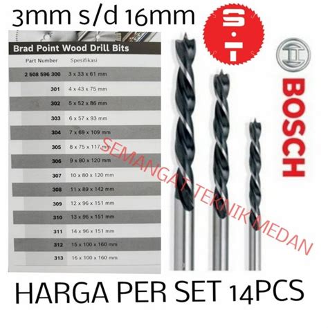 Jual Pcs Mata Bor Kayu Wood Brad Point Drill Bit Mm Mm Set Bosch