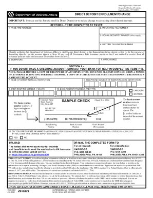 Fillable Online Fillable Online VA Form 24 0296 DIRECT DEPOSIT