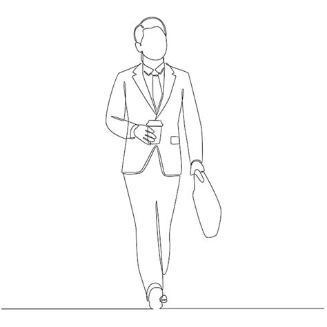 Premium Vector Continuous Line Drawing Business Man While Carrying A