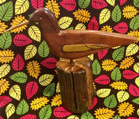 Vintage Carved Wood Bird Sculpture Primitive Folk Art Shore Etsyde