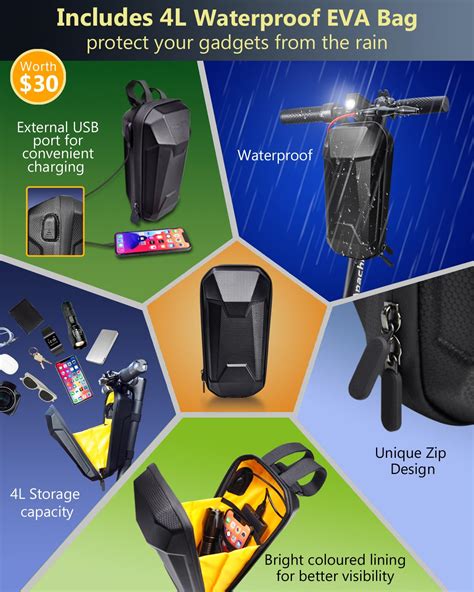 Scooter Handlebar Storage Bag With Usb Charging Port Adults Electric