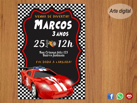 Convite Hot Wheels Digital Elo Produtos Especiais