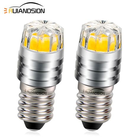 Ruiandsion E10 Flashlight Bulb DC 3V Warm White Instrument Bulb