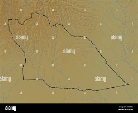 Cuando Cubango Province Of Angola Colored Elevation Map With Lakes