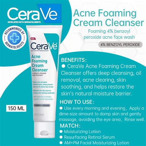 Cerave Acne Foaming Cream Cleanser 150ml And Acne Control Cleanser 237ml