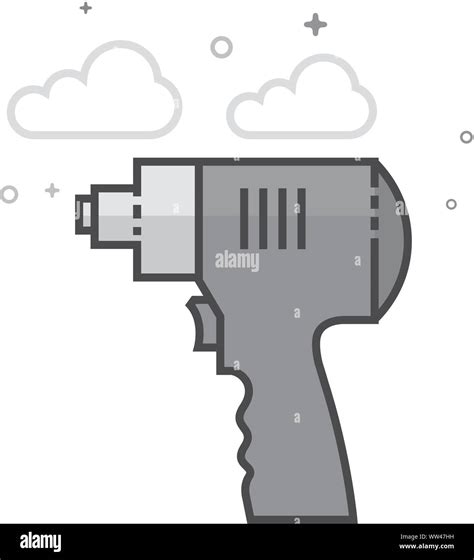 Elektroschrauber Symbol In Flachen Umrissen Graustufen Stil Vector