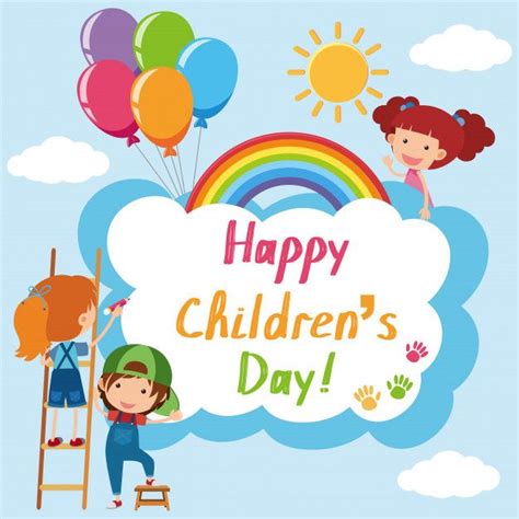 Happy Childrens Day Poster With Kids In Premium Vector Freepik