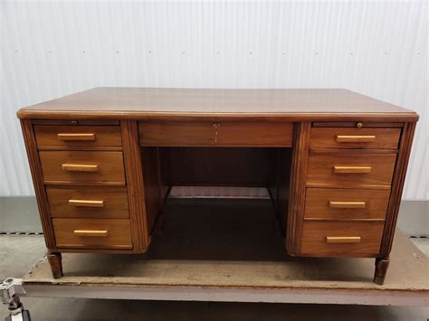 Vintage Solid Wood Executive Office Desk #2214