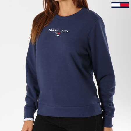 Tommy Hilfiger Sweat Crewneck Femme Clean Logo 5104 Bleu Marine