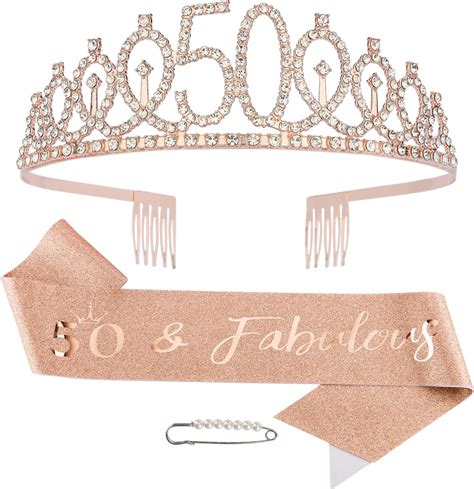 Vovii 50th Birthday Sash And Tiara For Women 50th