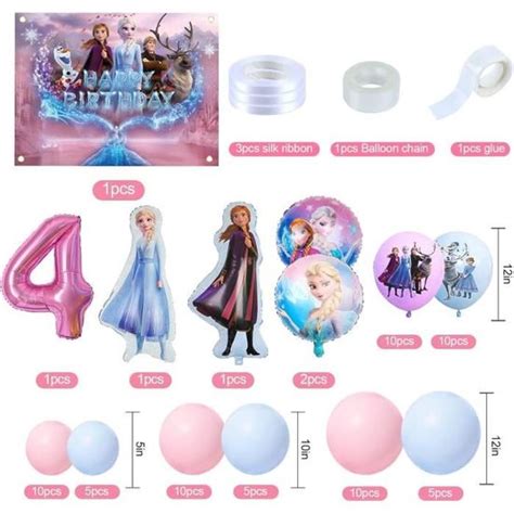 Kit Anniversaire Reine Des Neiges 4 Ans Arche De Ballon 71 Pcs