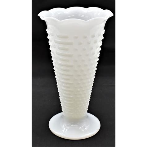 Vintage Anchor Hocking Hobnail Milk Glass Vase