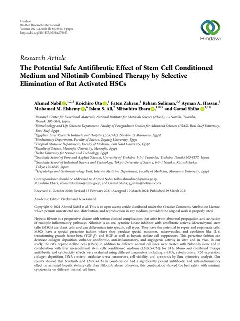 PDF The Potential Safe Antifibrotic Effect Of Stem Cell Conditioned