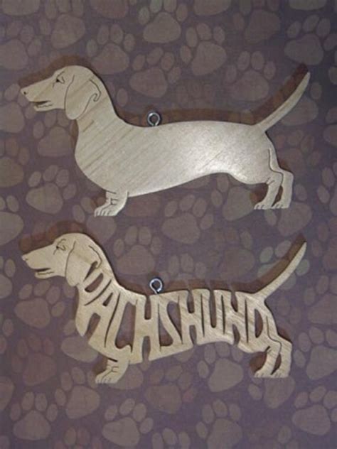 Pair Of Dachshund Decoration Ornament Scroll Saw Wood Cut Out Etsy