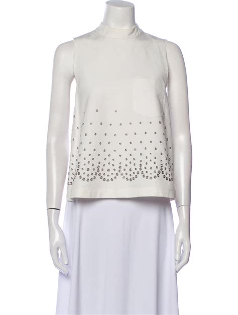 Alexander Wang Mock Neck Sleeveless Crop Top White Tops Clothing