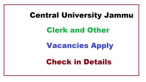 Central University Jammu Recruitment 2024 Clerk And Other JKUpdate In