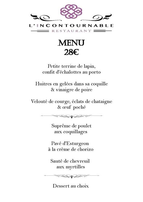 Menu Au L Incontournable Restaurant Chuzelles