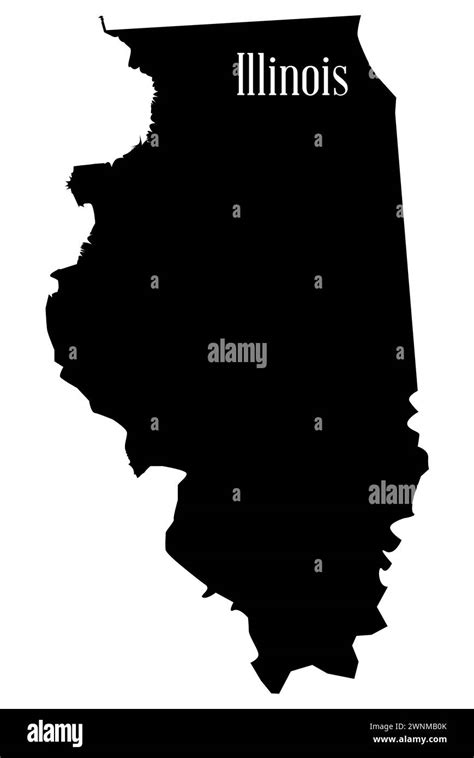 Outline Silhouette Map Of The Usa State Of Illinois Over A White