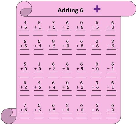 Worksheet On Adding 6 Practice Numerous Questions On 6 Addition Table