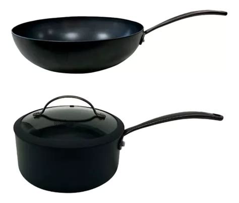 Set Total Black Cacerola 20 Cm Mango Wok 30cm Antiadherente Envío gratis