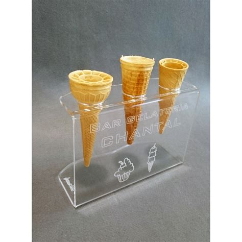 Espositore Portaconi Gelato Da Banco In Plexiglass 3 Fori