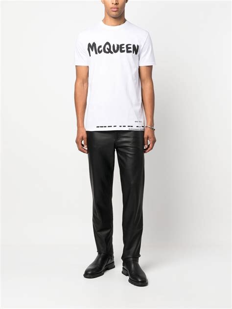 Alexander Mcqueen Logo Print Short Sleeved T Shirt White Farfetch