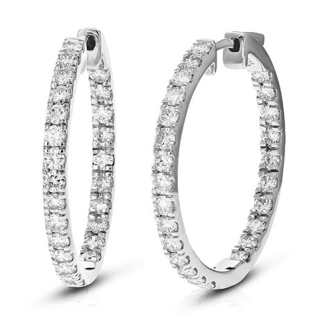 Vir Jewels 3 4 CTTW Lab Grown Diamond Hoop Earrings 925 Sterling Silver