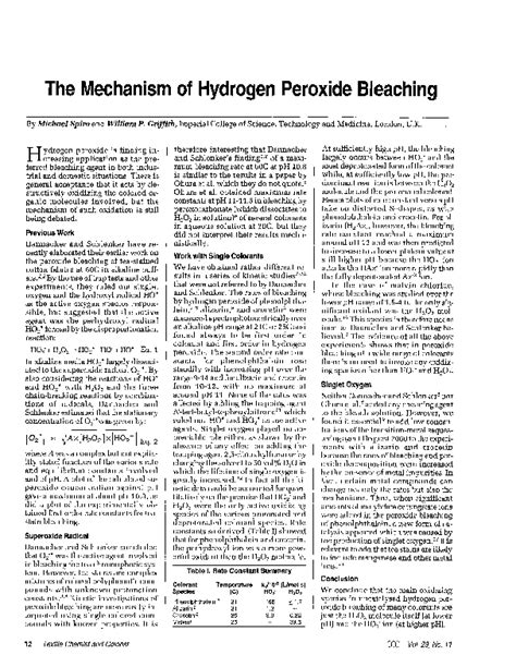 Pdf The Mechanism Of Hydrogen Peroxide Bleaching