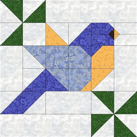 Digital Pdf Quilt Block Patternblue Bird Quilt Block Patterneastern