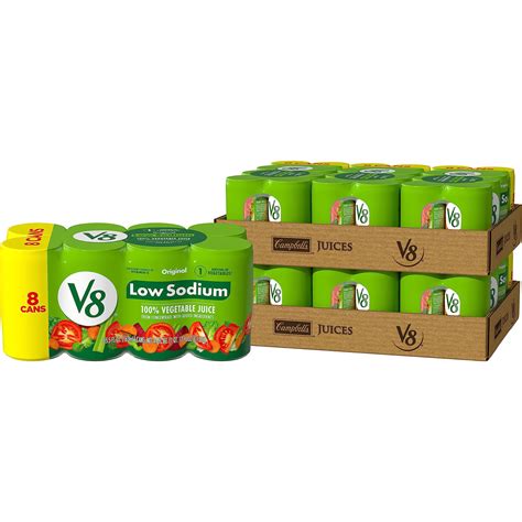 V8 Low Sodium Original 100 Vegetable Juice Vegetable Blend With Tomato Juice 5 5 Fl Oz Can 6