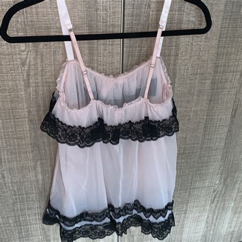 Victorias Secret Baby Doll Sheer Top Only Pale Pink Gem