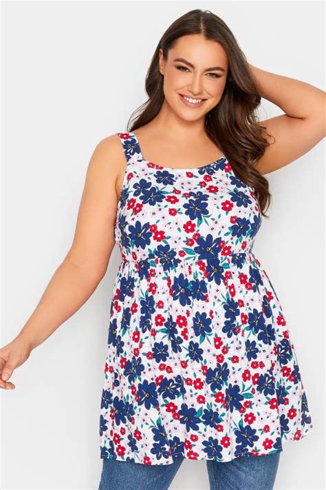 Yours Plus Size White Floral Bow Back Vest Top Yours Clothing