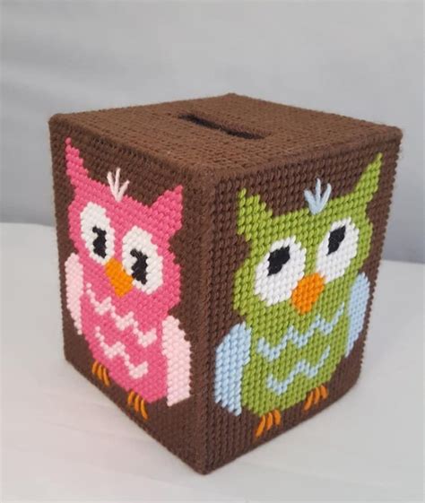 Owl Tissue Box Cover Plastic Canvas New In Plastic Canvas Crafts