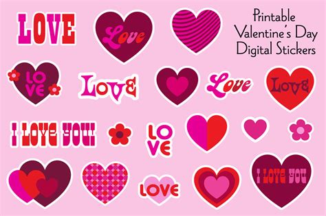 Printable Mod Valentine's Day Stickers Graphic by Melissa Held Designs ...