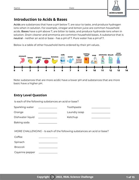 Challenge Questions Acids And Bases In Everyday Life Worksheets Library