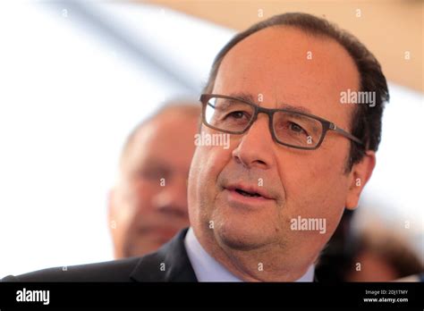 French President Francois Hollande visits the headquarters of state ...