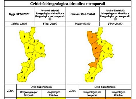 Maltempo Domani Allerta Arancione Su Alcune Zone Della Calabria