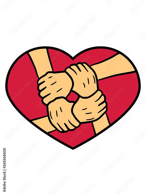 herz symbol 4 freunde hände halten team crew liebe handschlag verein