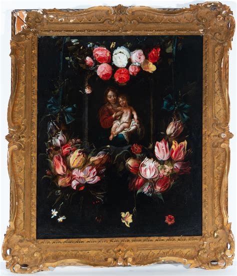 Sold Price Flower Garland With Virgin With Child Circle Of Daniel