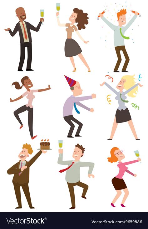 Office Party People Set Royalty Free Vector Image