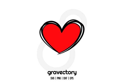 Red Hand Drawn Heart Svg Free Gravectory