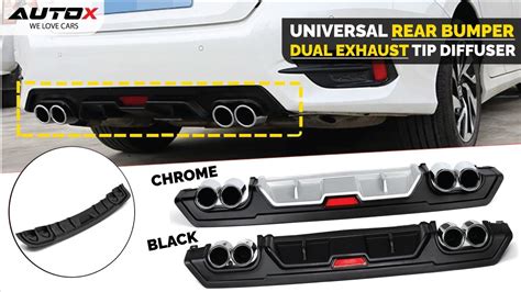 Universal Rear Bumper Dual Exhaust Tip Diffuser Autox Youtube