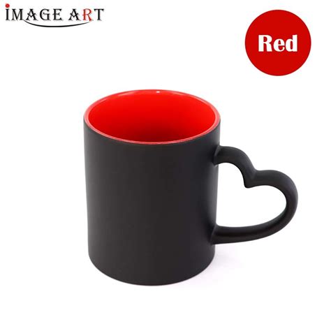 Oz Heart Handle Inner Color Magic Mug Sublimation Ceramic Mug Red