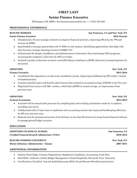 Finance Director Resume Examples For Resume Worded