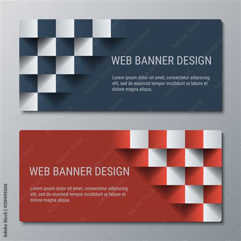 Geometric Wide Horizontal Banners With The 3d Effect For Business