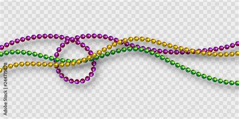 Mardi Gras Beads In Traditional Colors Decorative Glossy Realistic