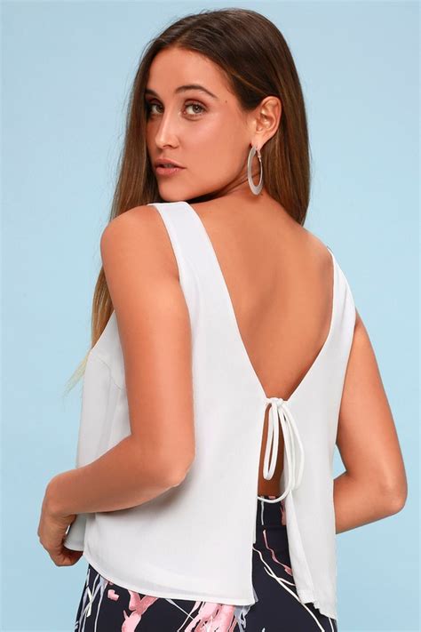 Cute White Top White Tie Back Top White Cropped Tank Top Lulus