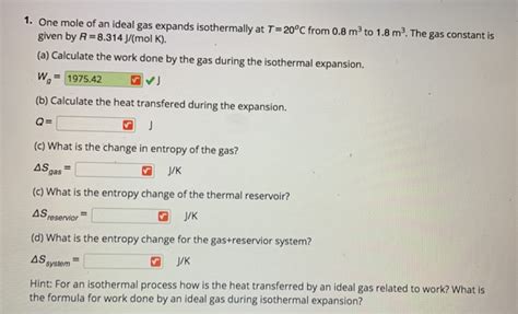 Solved 1 One Mole Of An Ideal Gas Expands Isothermally At