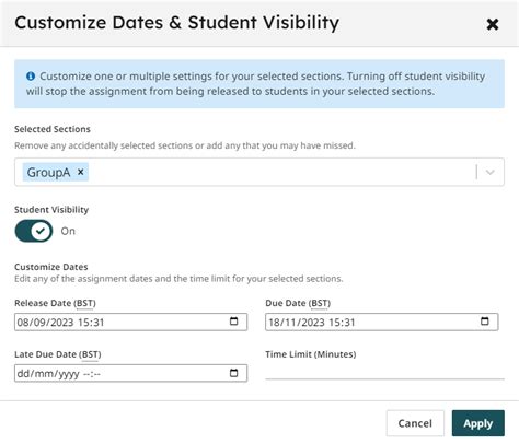 Creating Assignments For Sections In Gradescope Staff Guide Digital Education Systems Help